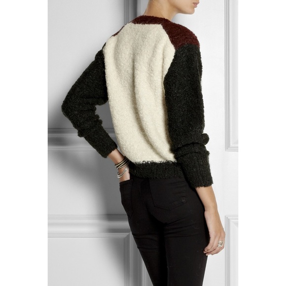 Isabel Marant Owel Colour Block Knit Sweater Ecru & Bottle Green Size US 34 - Picture 15 of 15